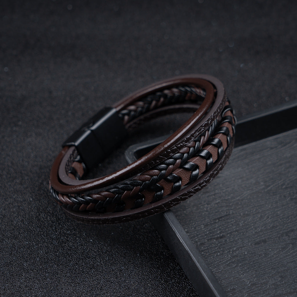 Ragnar Band | Leren Gevlochten Viking Armband