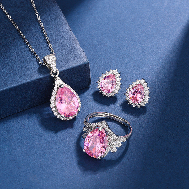 Aria Traan Vorm Roze Set | Wit Goud