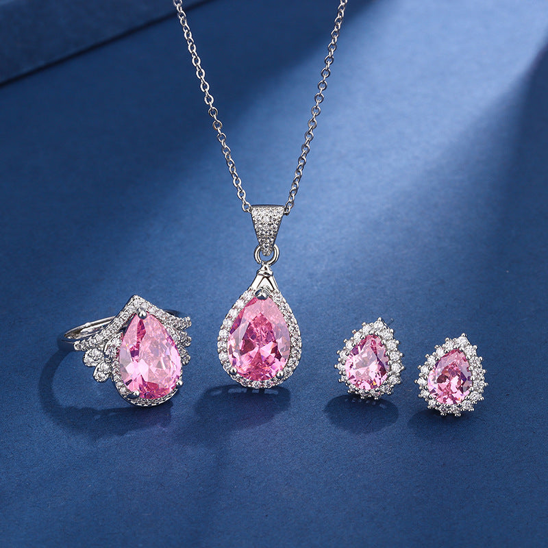 Aria Traan Vorm Roze Set | Wit Goud
