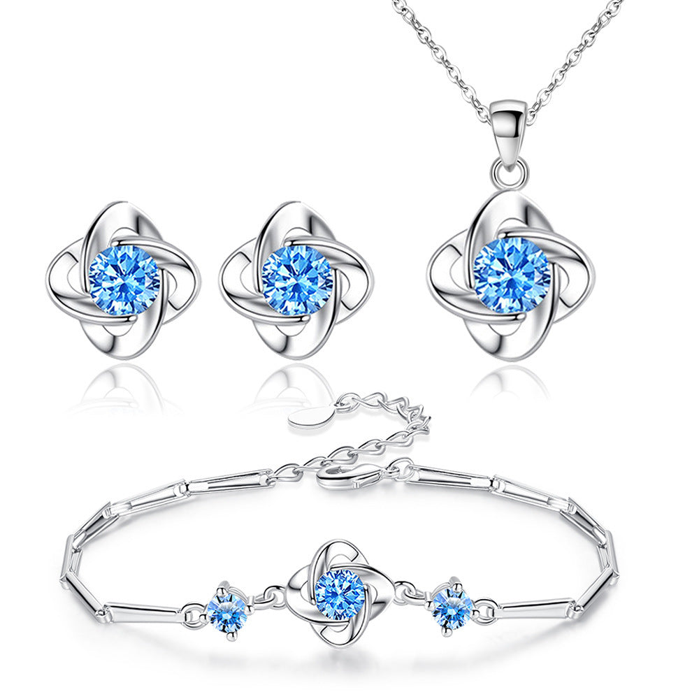 Seren Cloversluiting Set Blauw | Wit Goud