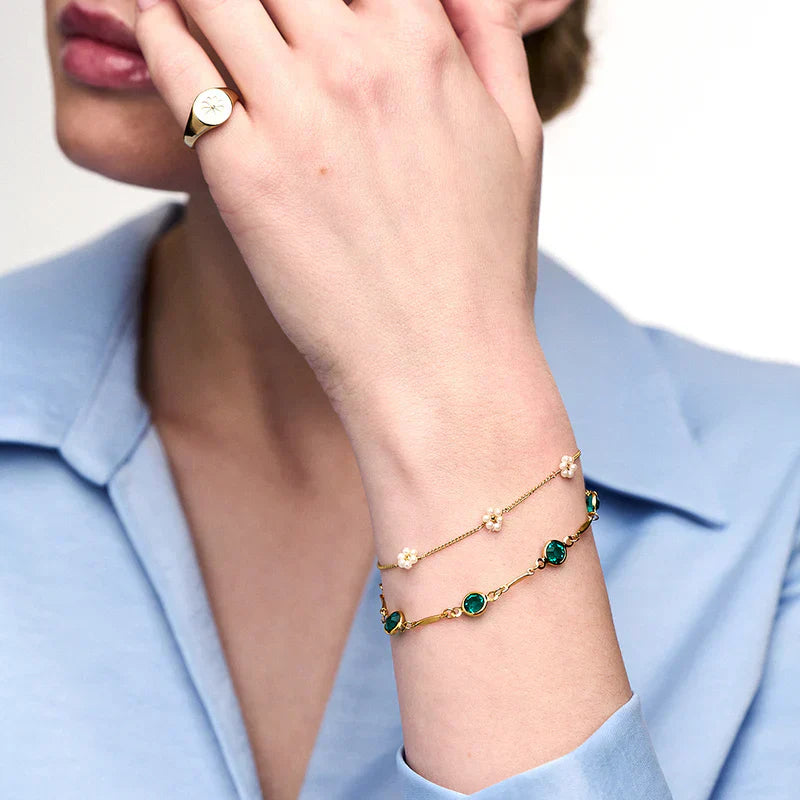 Smaragden Link Ketting Armband | Goud