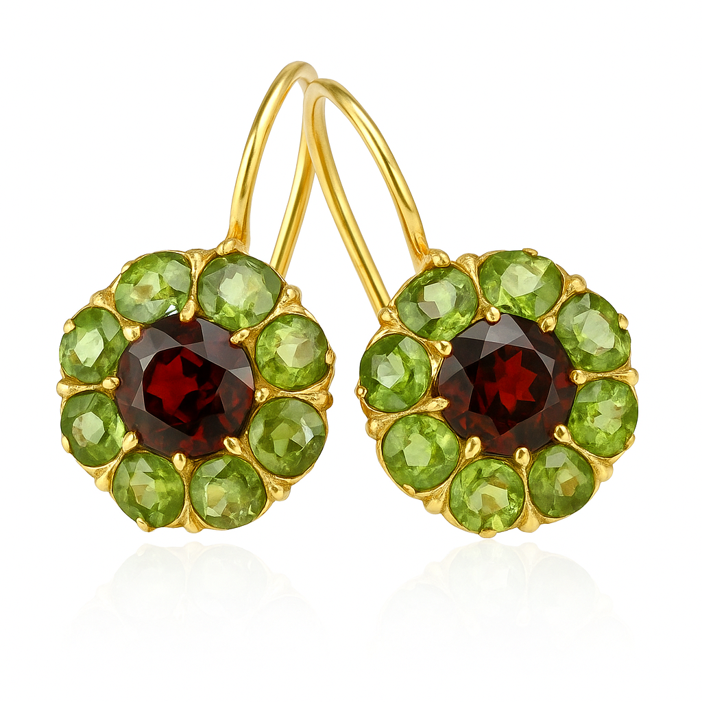 Vintage | Groen-Rode Kristallen Oorhangers