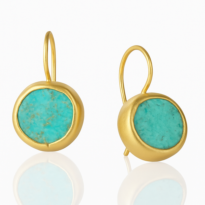 Amelie™ | Gouden Oorbellen met Turquoise Steen