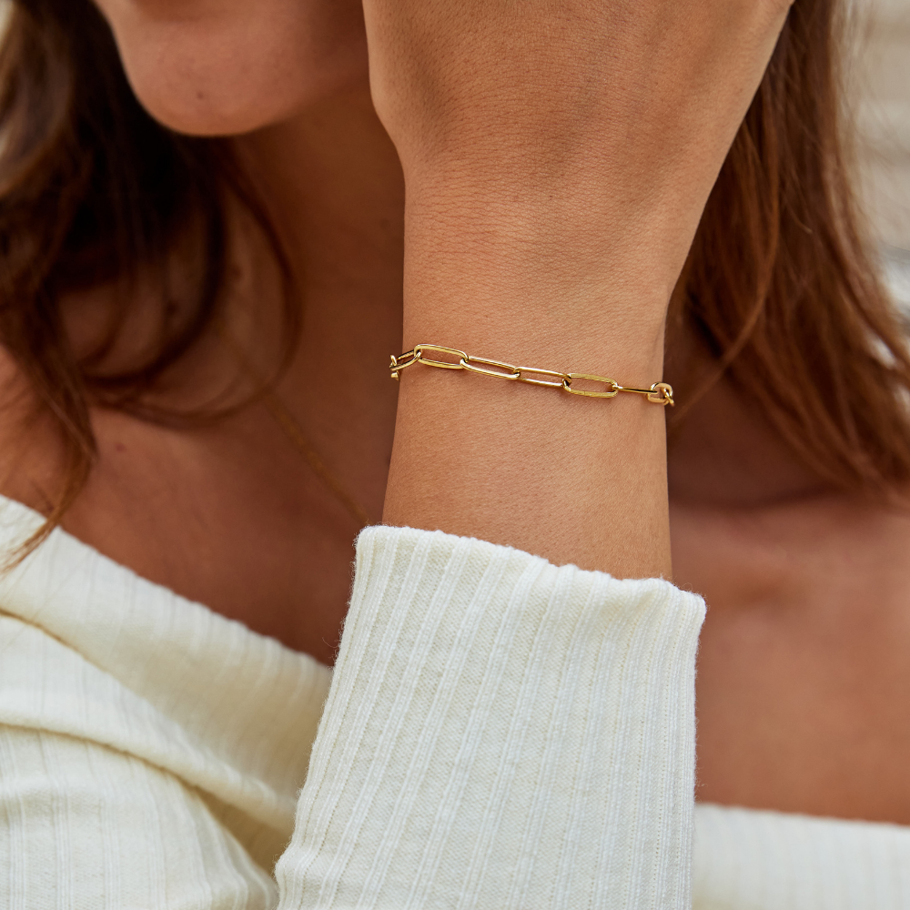 Gouden Clipelastarmband