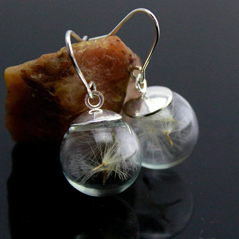 Dandelion™ | Zilveren Fijne Hanger Oorbellen