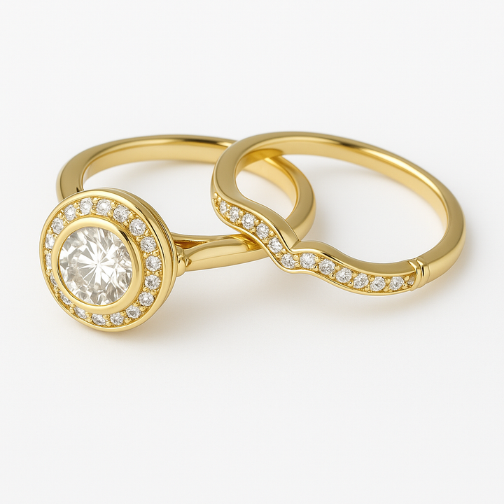 Bjorn™ | Vintage Gouden & Zirconia Ring Set