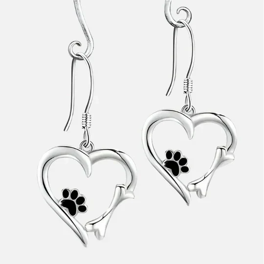 Yaritza – Zilveren Poot & Hart Dangle Oorbellen
