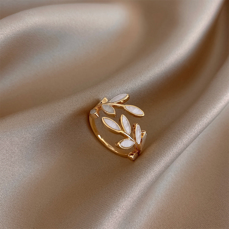 Pure - Witte Opal Blad Verstelbare Ring