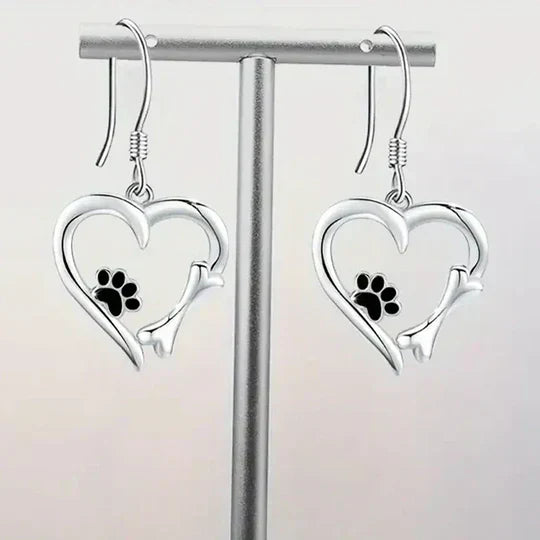 Yaritza – Zilveren Poot & Hart Dangle Oorbellen