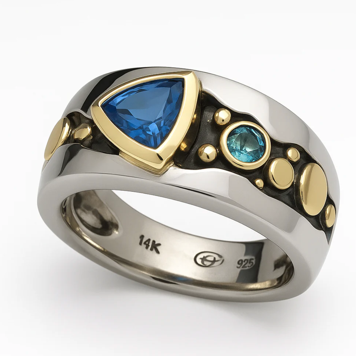 Vintage blauwe zirconia boho ring