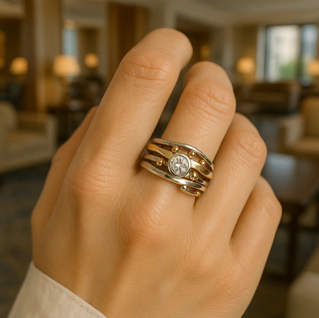 Royal - Vintage Gouden Ingelegd Zirkonia Ring