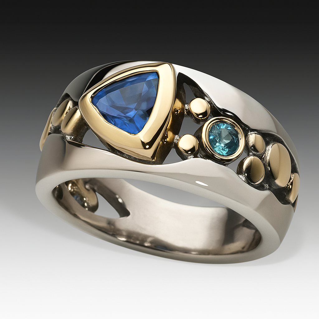 Vintage blauwe zirconia boho ring