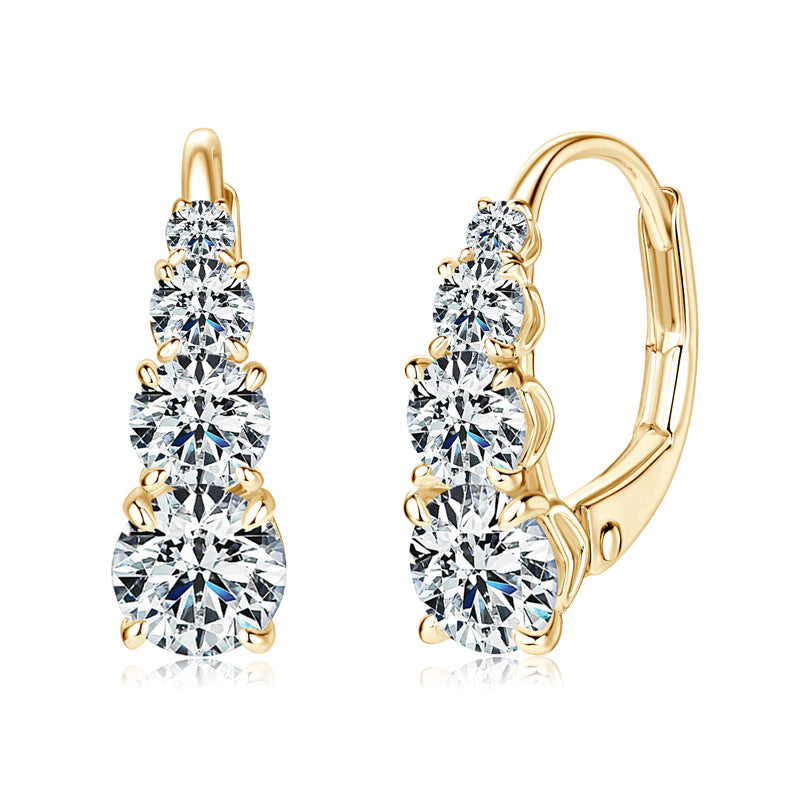 Carol Four Stone Earrings | White Gold