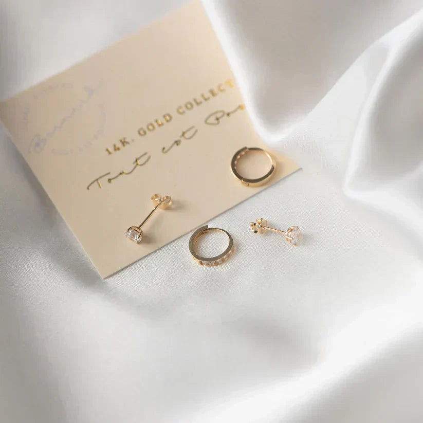 Larmes | Gouden Steenhangers Oorbellen