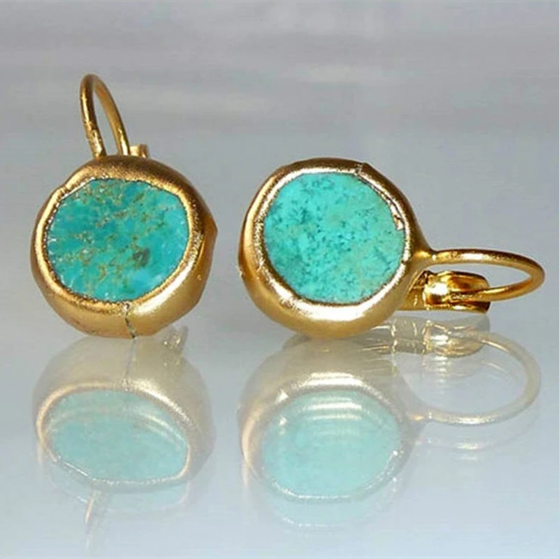 Amelie™ | Gouden Oorbellen met Turquoise Steen