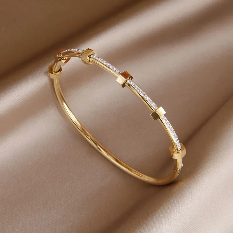 Madison - Fellicht Gouden Gecoate Armband met Moissanietafdekking