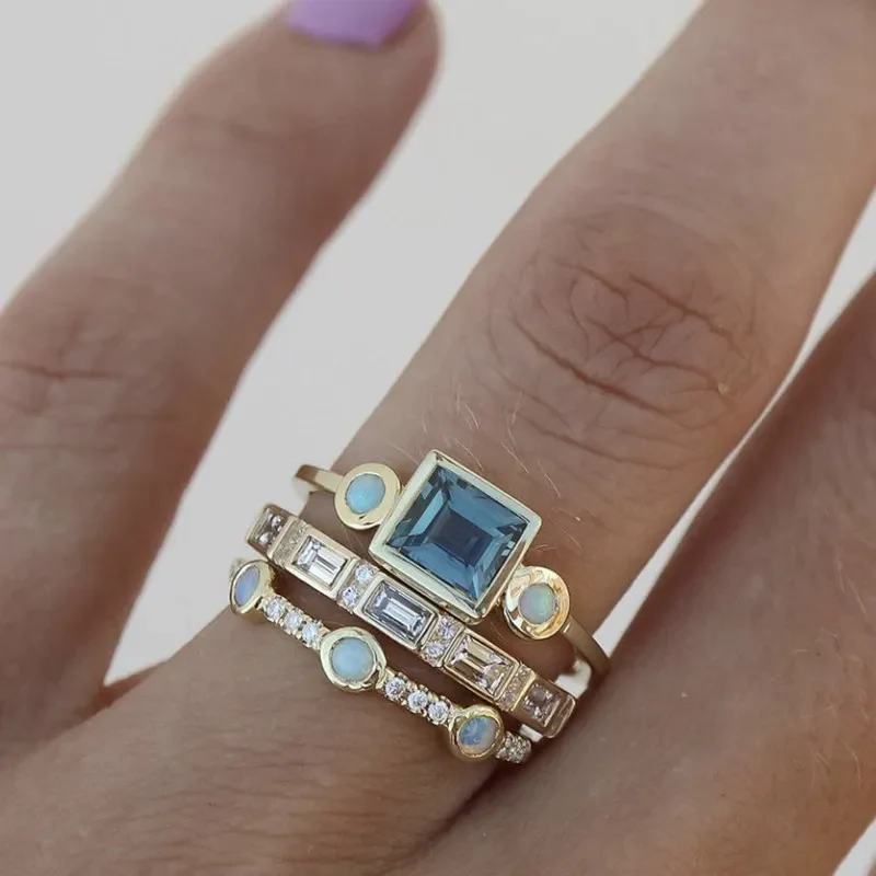 Ocean - Vintage Kristallen Ringenset