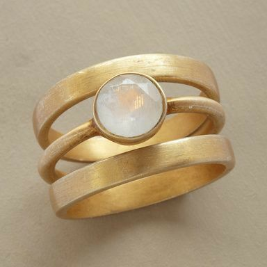 Vintage Gouden Inleg Moonstone Ring