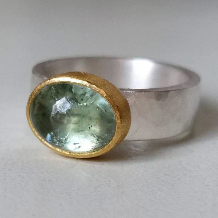Vintage Groene Ring met Ronde Steen