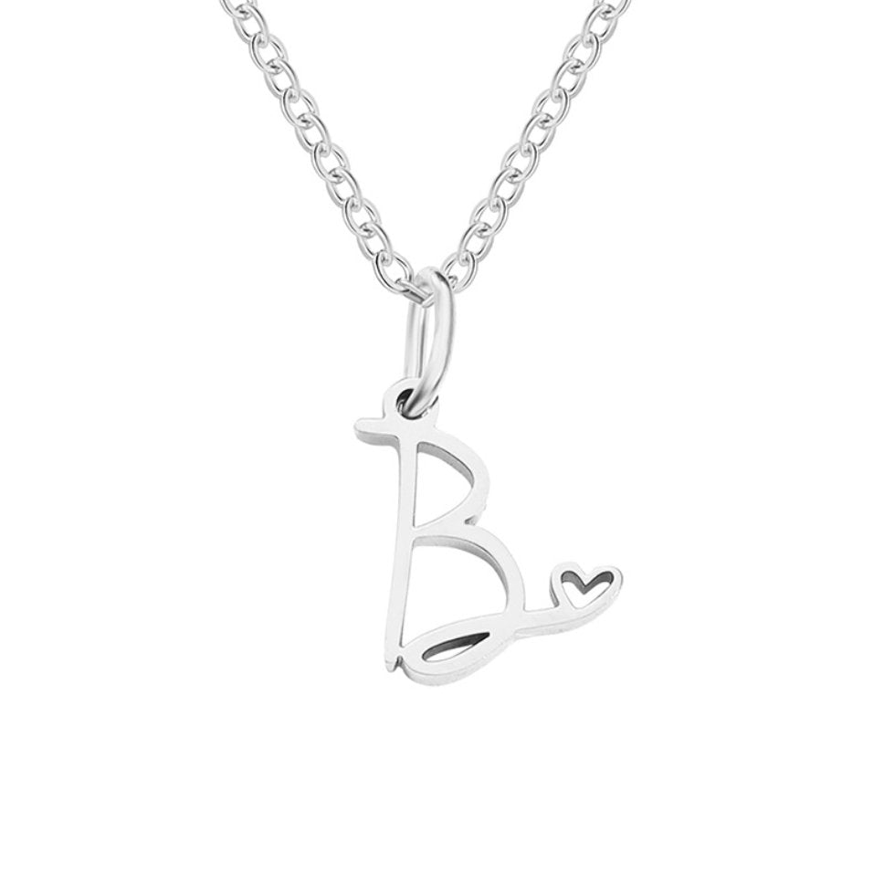Zilveren Letter Hart Ketting