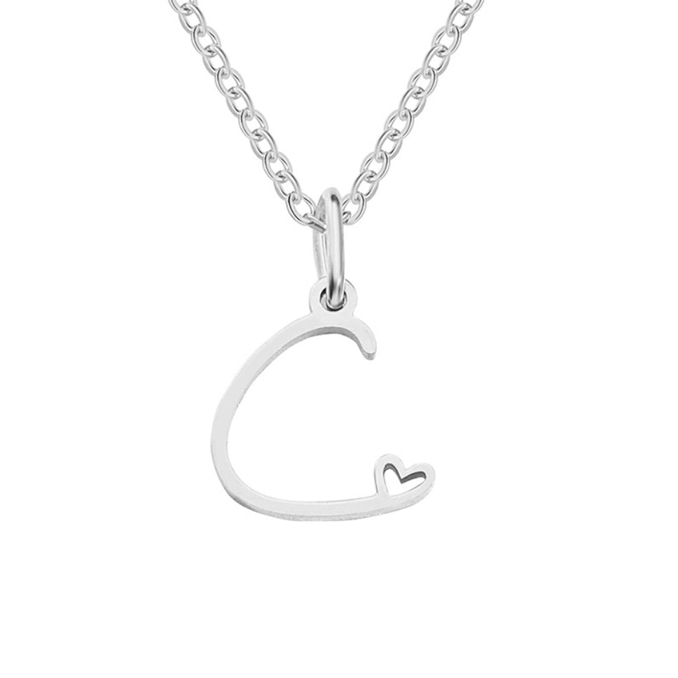 Zilveren Letter Hart Ketting