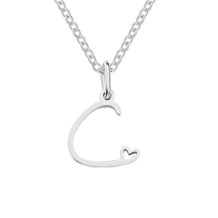 Zilveren Letter Hart Ketting