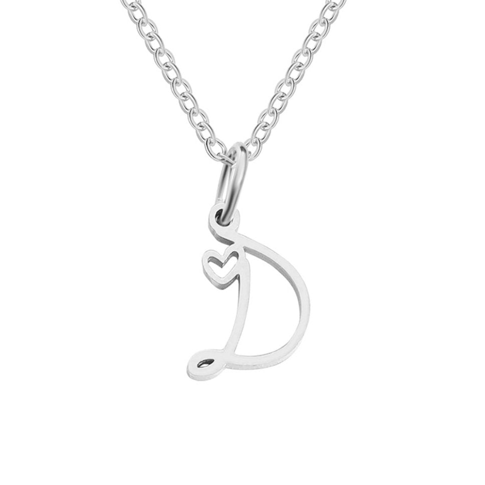 Zilveren Letter Hart Ketting