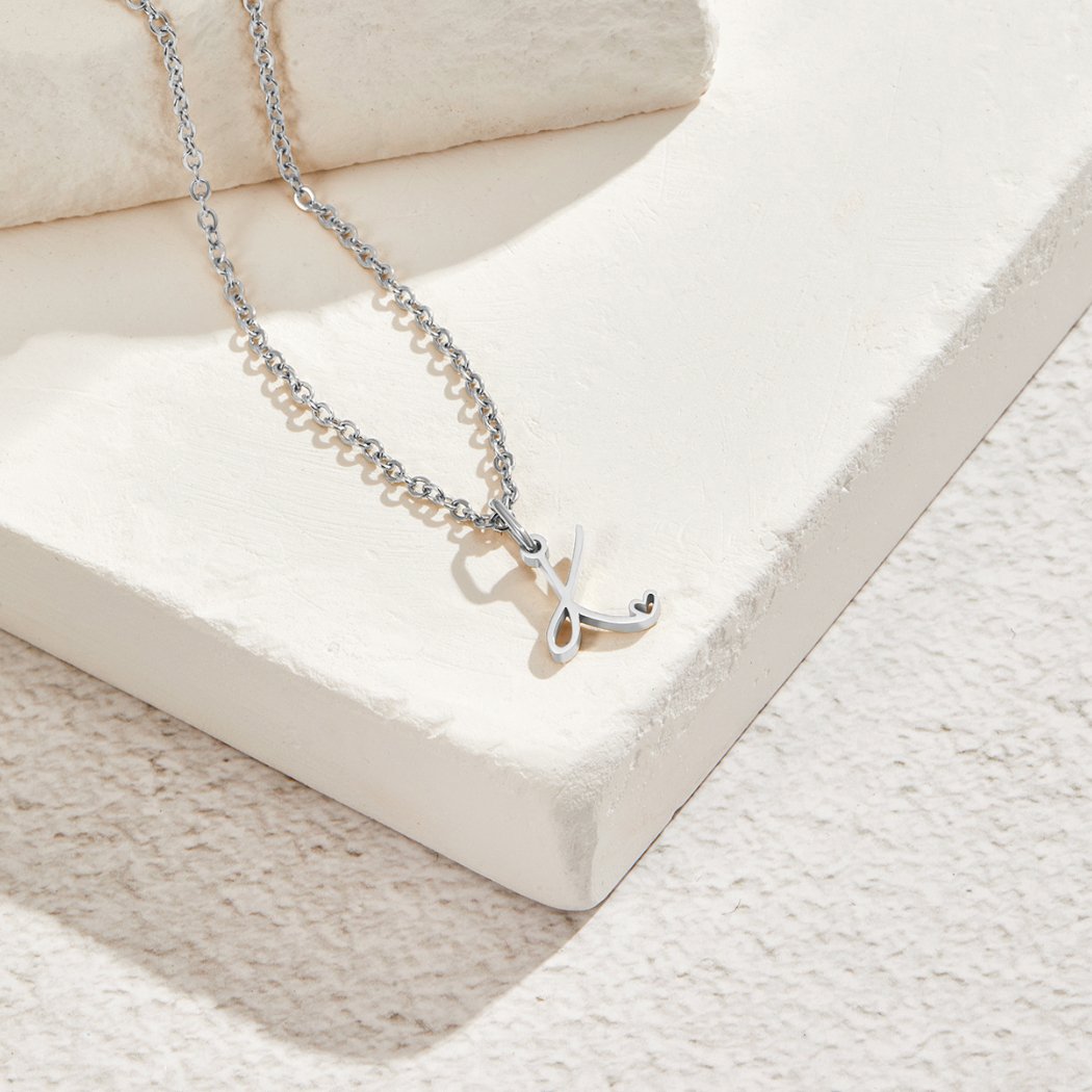 Zilveren Letter Hart Ketting