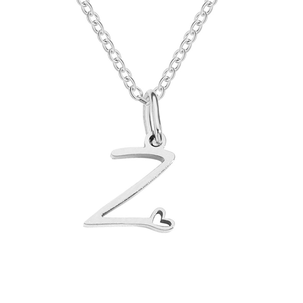 Zilveren Letter Hart Ketting