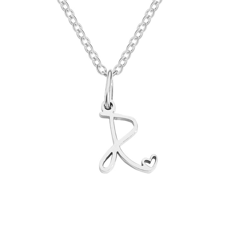 Zilveren Letter Hart Ketting