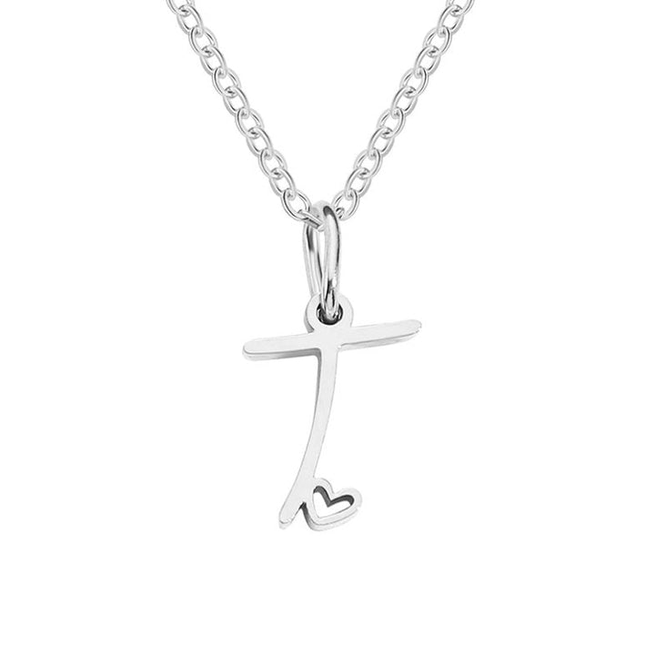 Zilveren Letter Hart Ketting