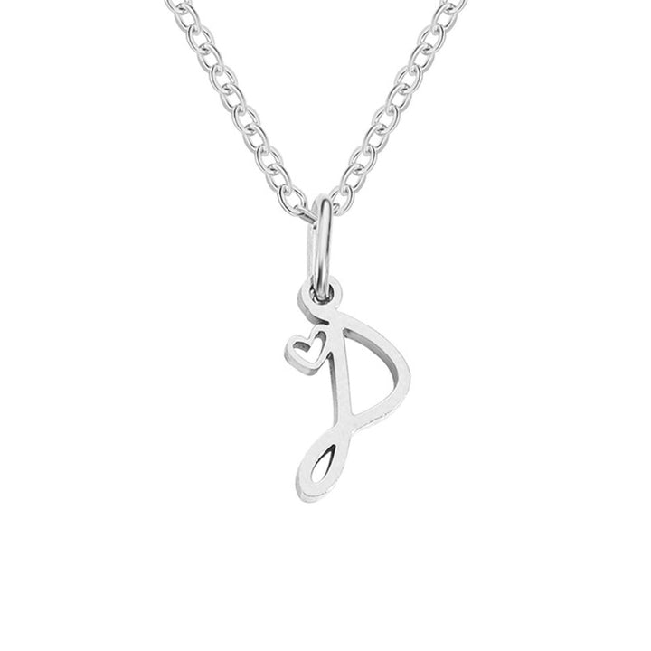 Zilveren Letter Hart Ketting