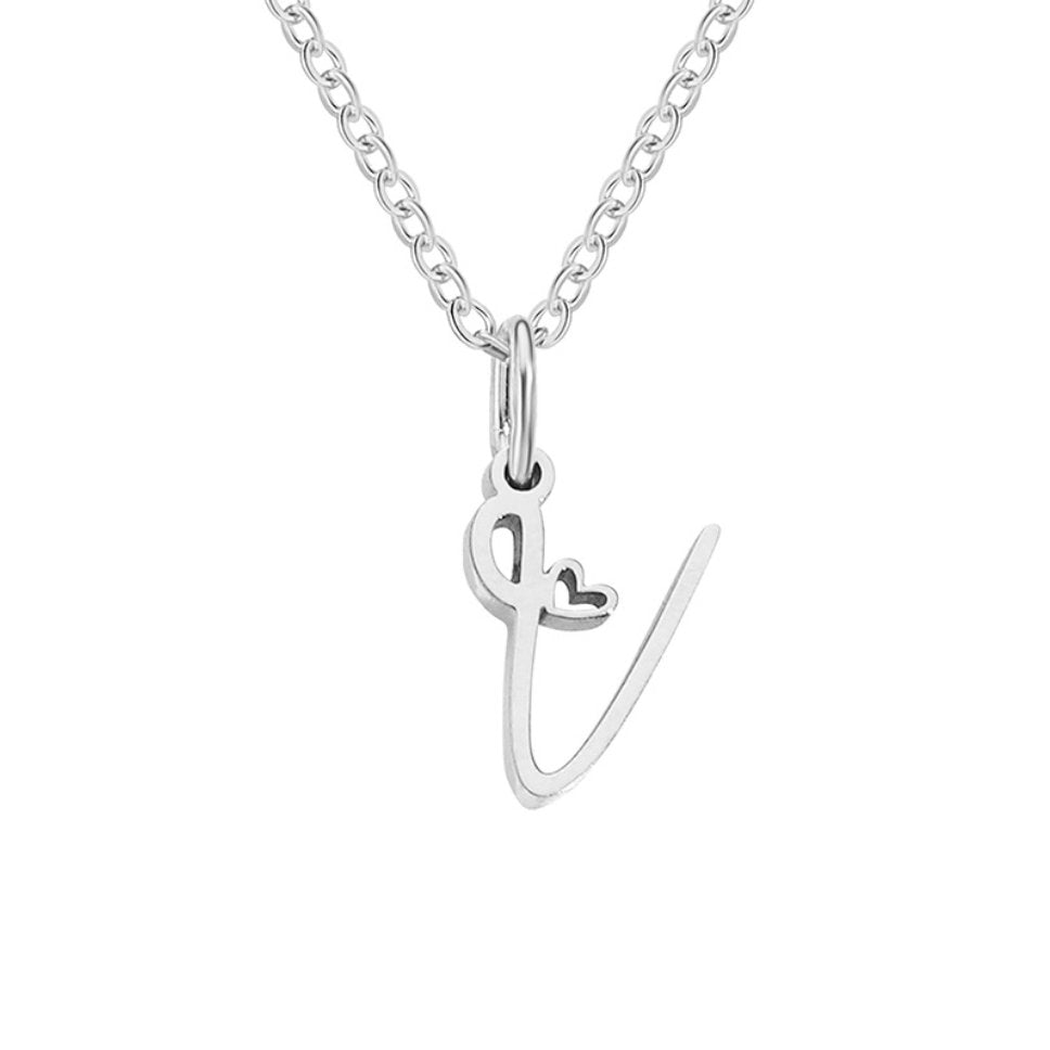 Zilveren Letter Hart Ketting