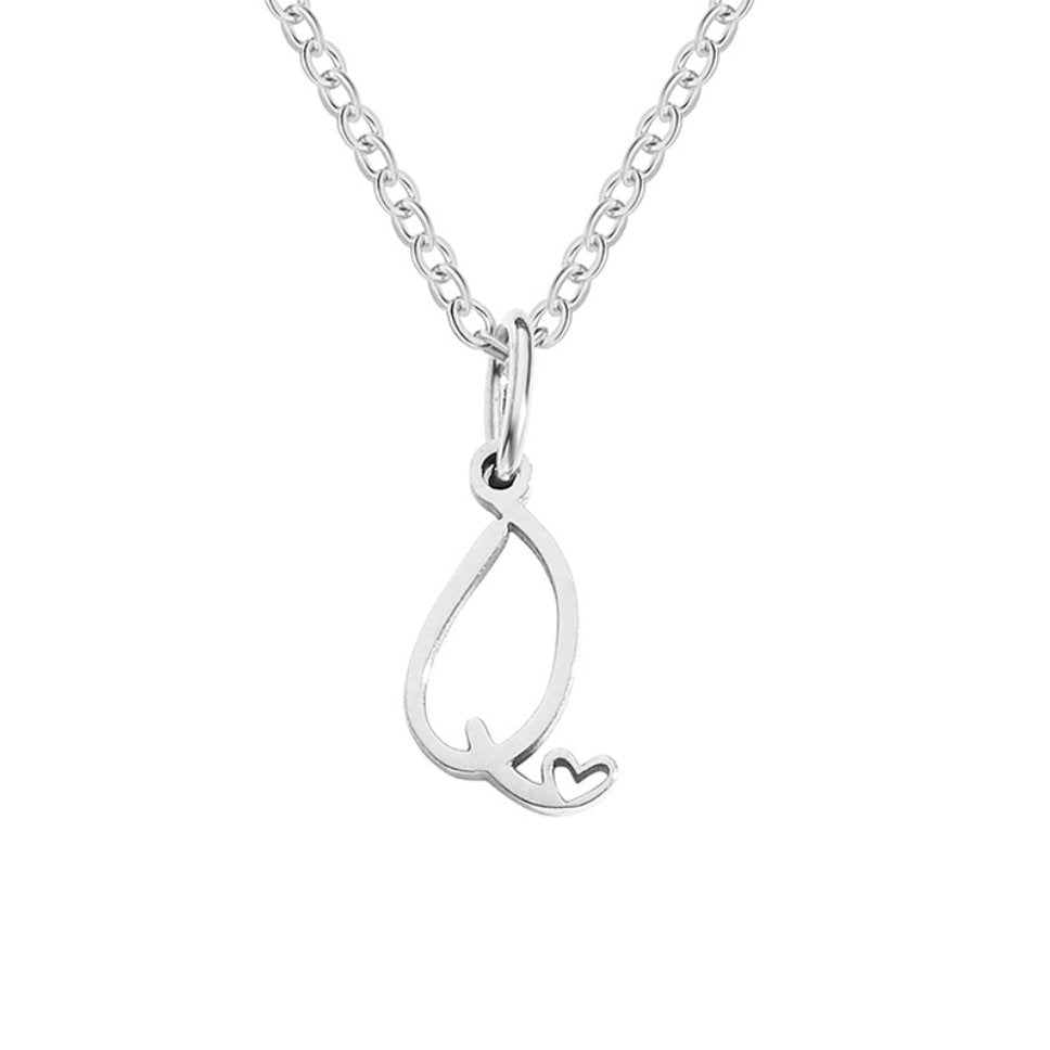 Zilveren Letter Hart Ketting