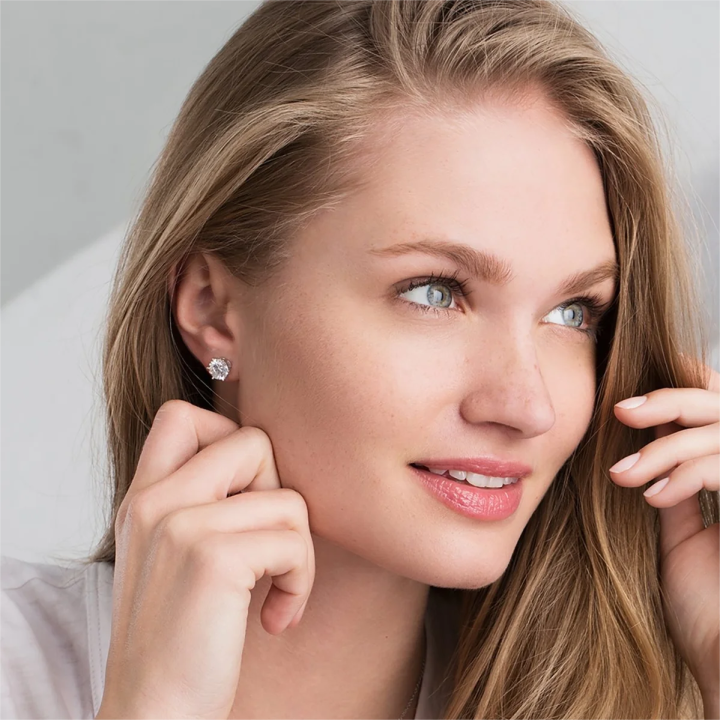 Moissanite Schroefsluiting Oorbellen | Wit Goud